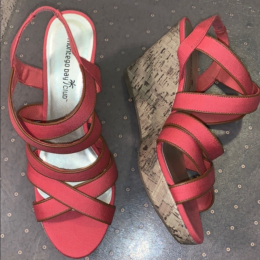 Montego Bay Club pink wedges, NWOT, never worn